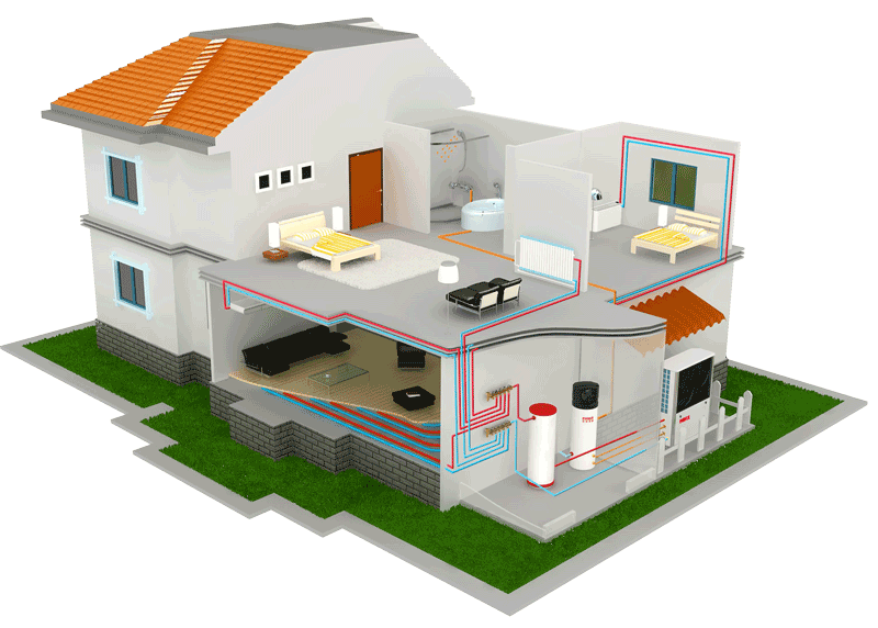 魯禹超低溫空氣源熱泵采暖機組示意圖 魯禹超低溫空氣源熱泵采暖機組示意圖
