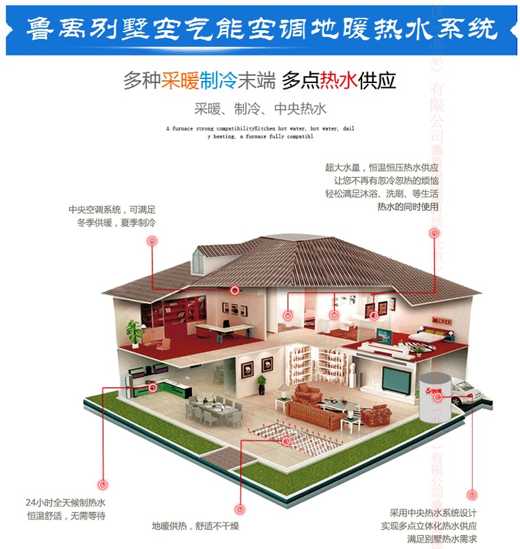 別墅空氣能空調地暖一體機系統 別墅空氣能空調地暖一體機系統