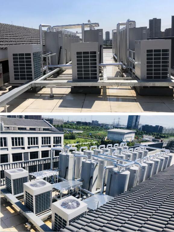 師生宿舍空氣源熱泵熱水器頂樓實拍 師生宿舍空氣源熱泵熱水器頂樓實拍
