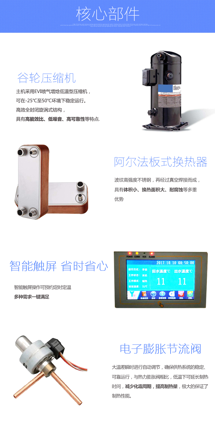 產(chǎn)品壓縮機(jī),換熱器,觸控器,電子節(jié)流閥等核心部件介紹 產(chǎn)品壓縮機(jī),換熱器,觸控器,電子節(jié)流閥等核心部件介紹